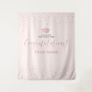 Rose Gold Pink Confetti Congratulation Graduation  Tapestry