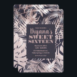 Rose Gold Pink Dark Tropical Palm Sweet 16 Invitation<br><div class="desc">customise for your event</div>