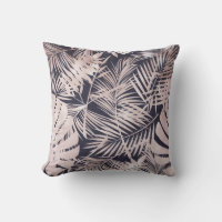 Rose Gold Pink Dark Tropical Palm Tree Leaves