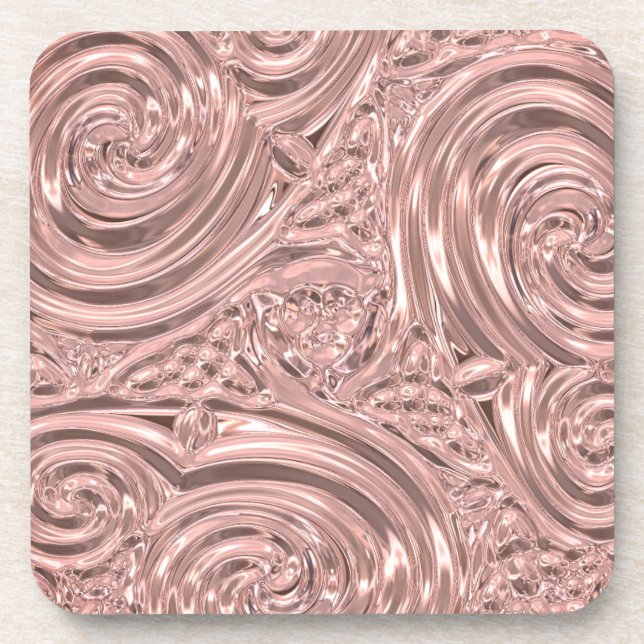 Rose gold pink elegant victorian coaster (Front)