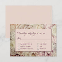 Rose Gold Pink / Fig RSVP Cards Rose Background