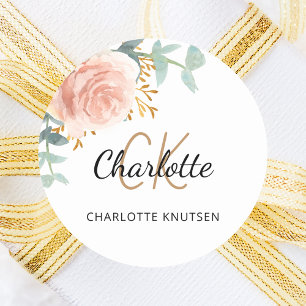 Rose gold pink floral greenery Baby Shower Classic Round Sticker