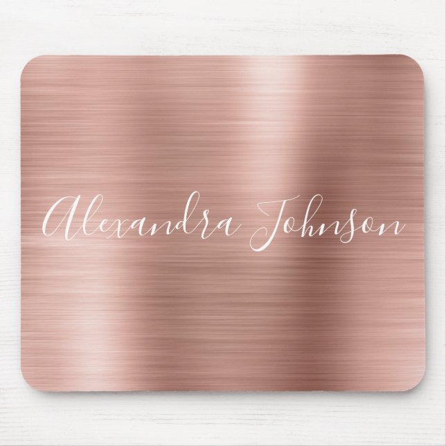 Rose Gold - Pink Foil Modern Girly Mouse Pad (Front)