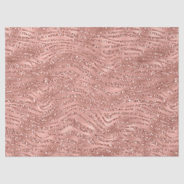 Rose Gold Pink Glam Glitter Zebra Print  Tissue Paper (Front)