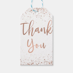 Rose Gold Pink Glam Modern Chic Wedding Thank You Gift Tags