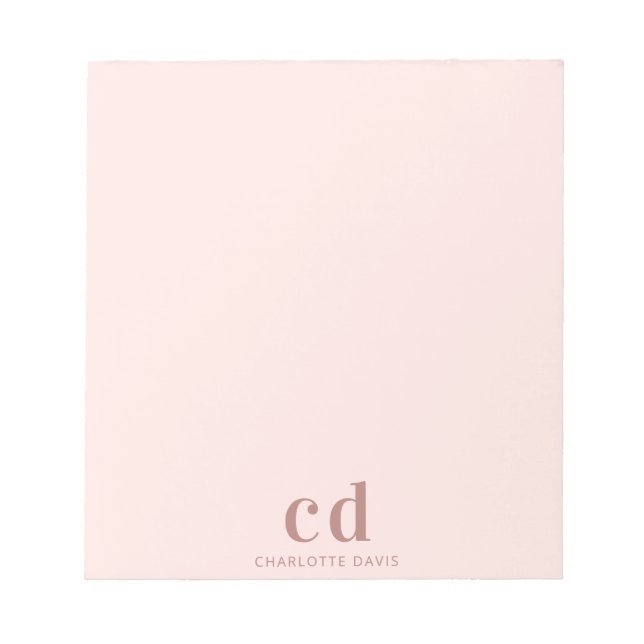 Rose gold pink glam monogram minimalist notepad (Front)