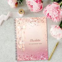 Rose gold pink glitter ballet dance monogram