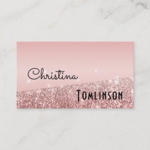 Rose Gold Pink Glitter Beauty Professional Modern Business Card