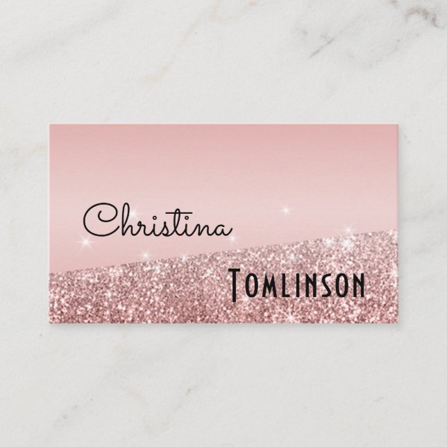 Rose Gold Pink Glitter Beauty Professional Modern Business Card (Front)