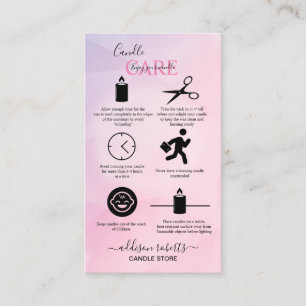 Rose Gold Pink Glitter Candle Care Business Card