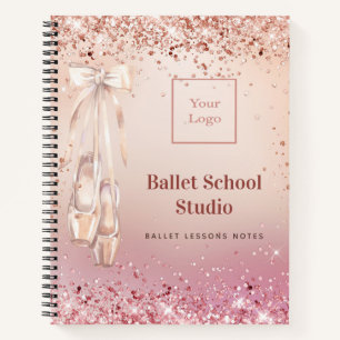 Rose gold pink glitter dance school logo journal