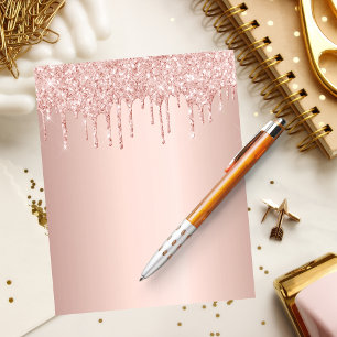 Rose gold pink glitter drip glam girly paper sheet