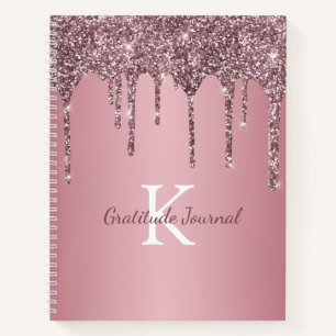 Rose Gold Pink Glitter Drip Gratitude Journal