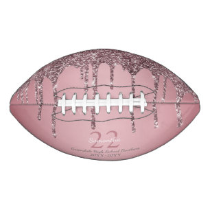 Rose Gold Pink Glitter Drips Name Team Number Year Football