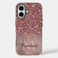 Rose Gold Pink Glitter, Grey Marble, Personalised