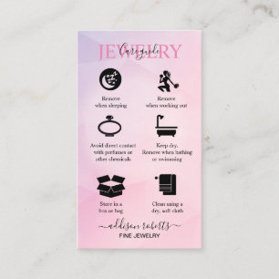 Rose Gold Pink Glitter  Jewellery Care   Business  Card
