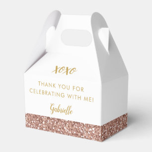 Rose Gold Pink Glitter Modern Birthday Mitzvah Favour Box