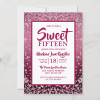 Rose Gold Pink Glitter Quinceanera Sweet 15 invite