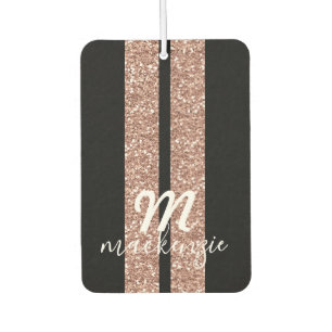 Rose Gold Pink Glitter Racing Stripes Custom Car Air Freshener