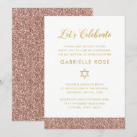 Rose Gold Pink Glitter Strips Mitzvah Reception