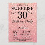 Rose Gold Pink Glitter Surprise 30th Birthday Invitation<br><div class="desc">Black and Rose Gold Pink Glitter Surprise 30th Birthday Invitation. Rose Gold Glitter Background. Adult Birthday. Men or Women Bday Invite. Any age. For further customisation,  please click the "Customise it" button and use our design tool to modify this template.</div>