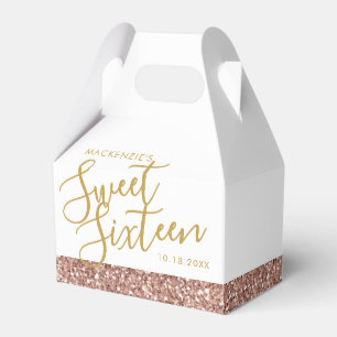 Rose Gold Pink Glitter Sweet 16 Personalized Favour Box