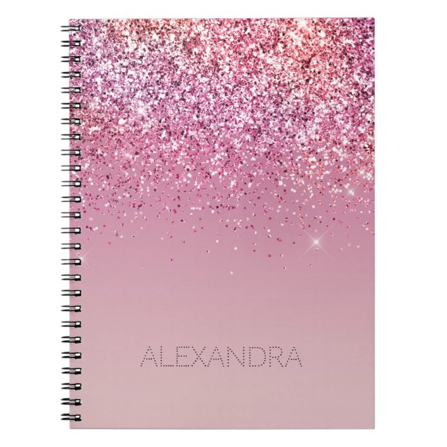 Rose Gold Pink Gold Glitter Sparkle Notebook (Front)