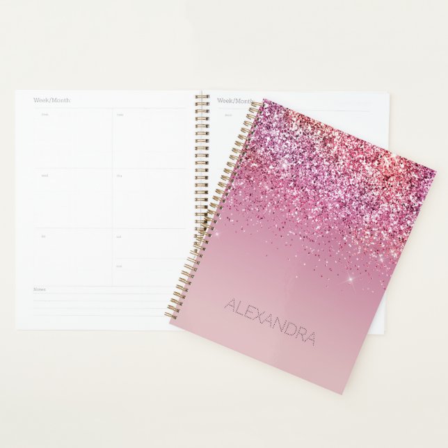 Rose Gold Pink Gold Glitter Sparkle Planner (Display)
