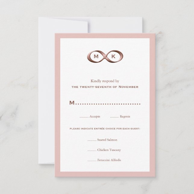 Rose Gold Pink Infinity Hand Clasp Wedding RSVP Ca (Front)