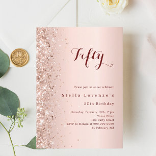 Rose gold pink luxury birthday invitation