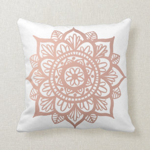 Rose Gold Pink Mandala Flower Cushion