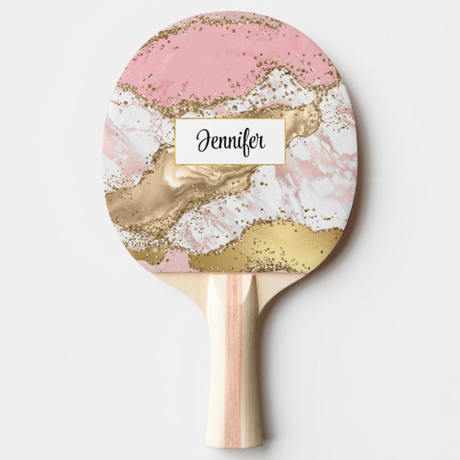 Rose Gold Pink Marble Abstract Ping Pong Paddle (Front)