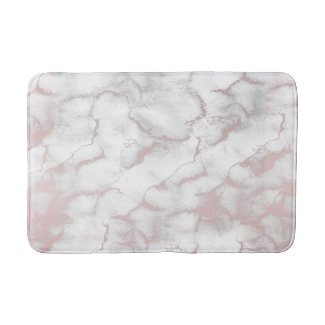 Rose Gold Pink Marble Modern Chic Trendy Bath Mat (Front)