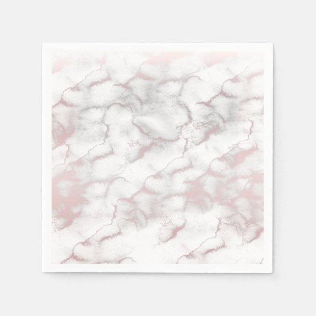 Rose Gold Pink Marble Modern Chic Trendy Party Napkin (Front)