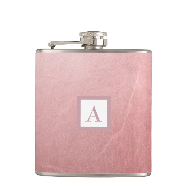 Rose Gold Pink Minimal Chic Glam Hip Flask (Front)