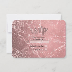Rose Gold Pink Modern Glam Marble RSVP Reply Card