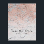 Rose Gold Pink Modern Marble Glam Save the Date Announcement Postcard<br><div class="desc">Rose Gold Pink Modern Marble Glam Save the Date Postcard. Customise with any text.</div>