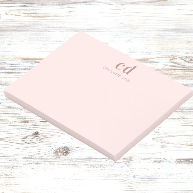 Rose gold pink monogram minimalist post-it notes (Creator Uploaded)