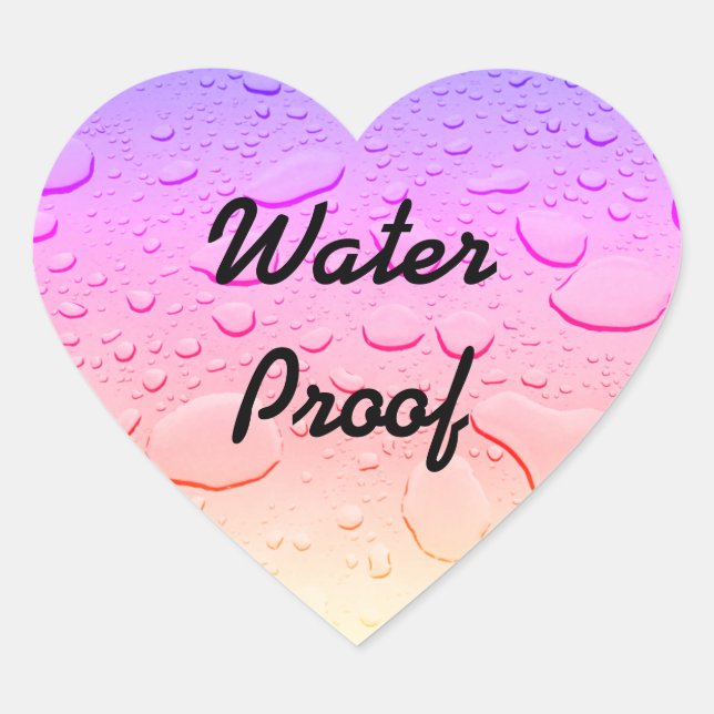 Rose Gold Pink Ombre Water Proof Drops Splash Free Heart Sticker (Front)