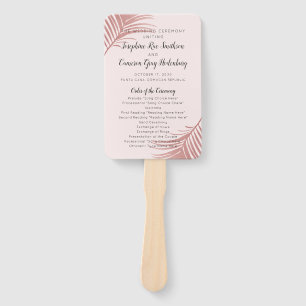 Rose Gold Pink Palm Beach Tropical Wed Program Fan