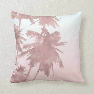 Rose Gold Pink Palms Beach Ombre Palm Trees Chic Cushion