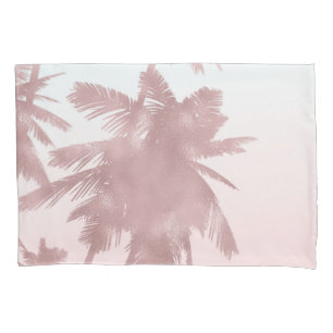 Rose Gold Pink Palms Beach Ombre Palm Trees Chic Pillowcase