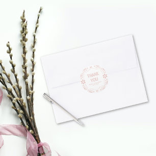 Rose gold pink papel picado Thank You Baby Shower Classic Round Sticker