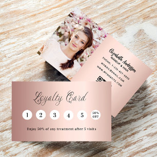 Rose gold pink qr code photo elegant loyalty card