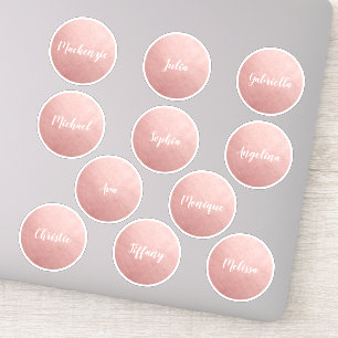 Rose Gold Pink Round Circle Individual Names Favou