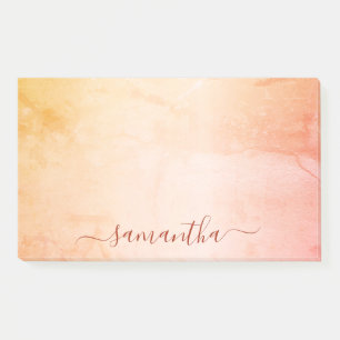 Rose gold pink rustic marble monogram script post-it notes