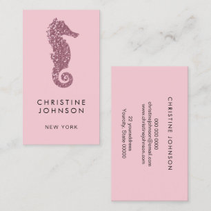 rose gold pink seahorse  business card