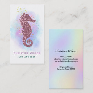 •rose gold pink seahorse logo business card
