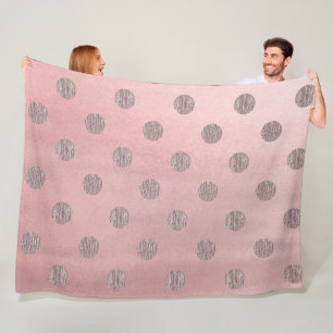 Rose Gold Pink Shine Glam Polka Dots Modern Chic Fleece Blanket