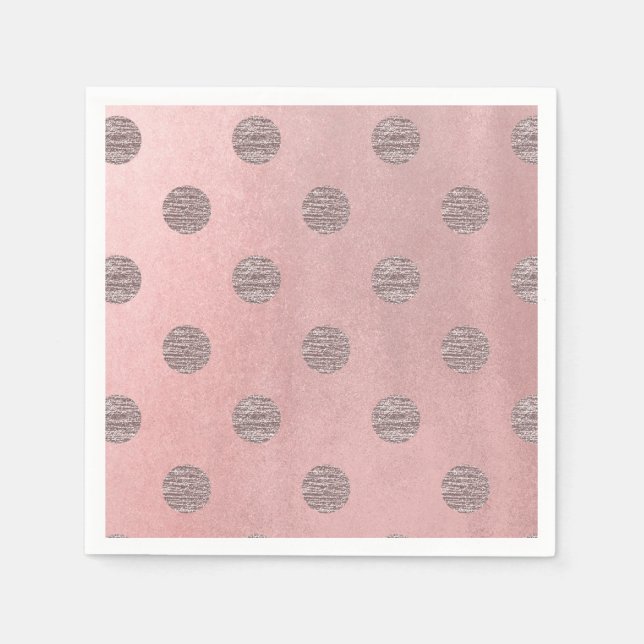 Rose Gold Pink Shine Glam Polka Dots Modern Chic Napkin (Front)